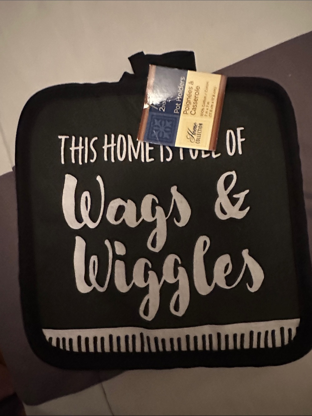 Home Collection Black and White 'Wags & Wiggles' Decorative Pot Holder BNWT